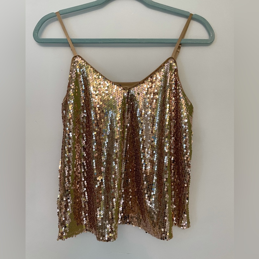 Gold sequin tank